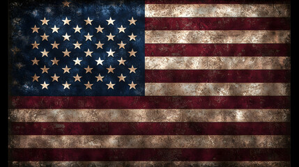 Distressed American Flag With Rusty Texture and Worn Appearance