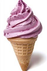 White background, ice cream cone in the center (empty space for text) . 