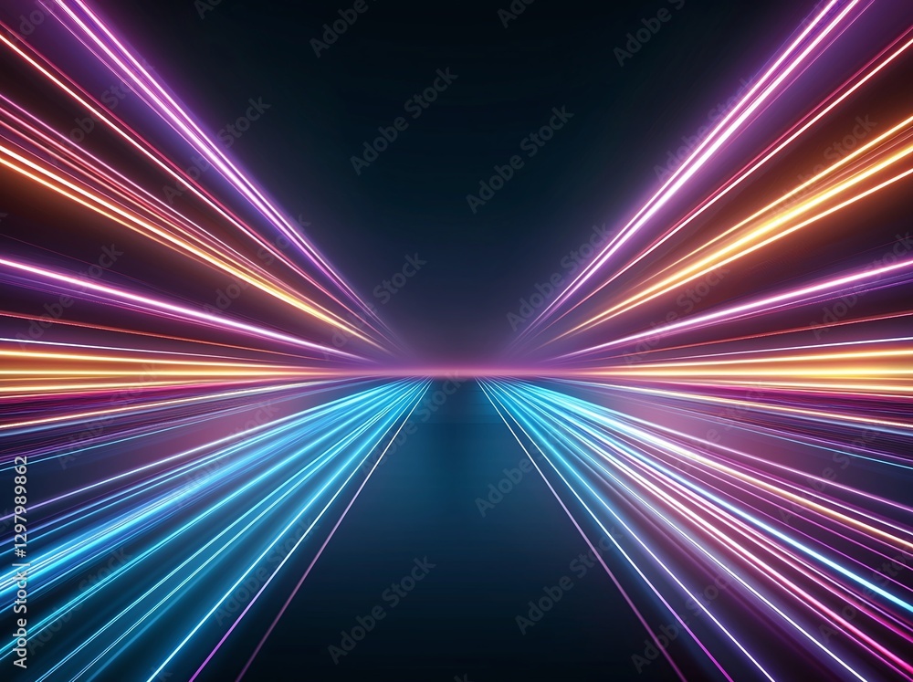 Aufkleber a mesmerizing display of vibrant neon light trails against a dark background, creating a futuristic 