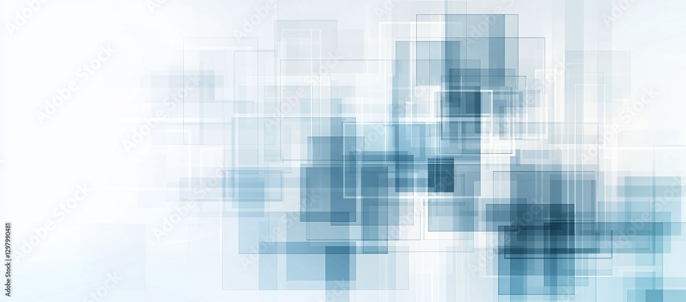Poster a modern abstract background featuring a blend of overlapping blue squares and rectangles, ideal for