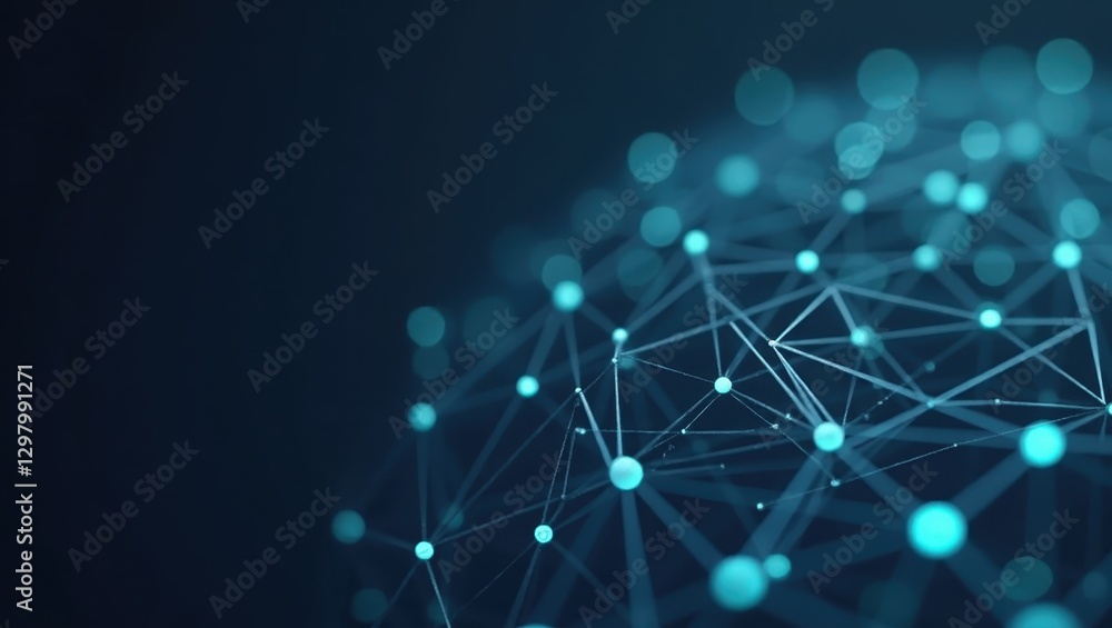 Poster delphi ai. blue lights are shining on sphere of dots