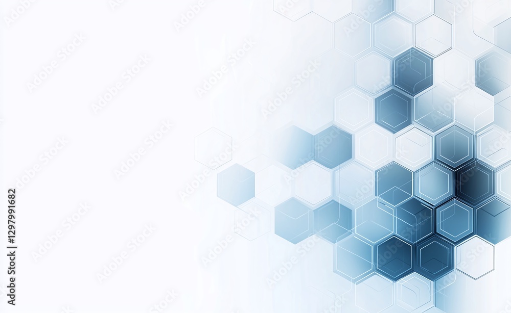 Poster a modern and abstract background featuring hexagonal shapes in shades of blue