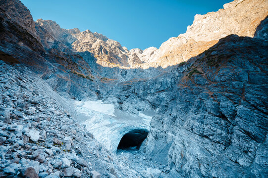 Fascinating view on rocky Bavarian alps with ice caves