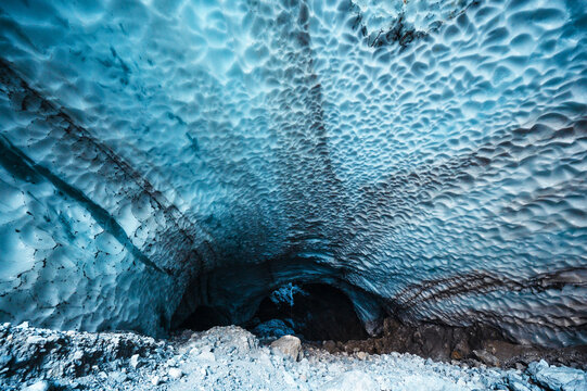 Close up of entrance of ice cave in Eiskapelle national park