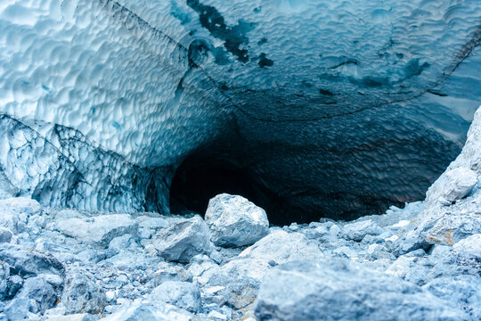 Close up of entrance of ice cave in Eiskapelle national park