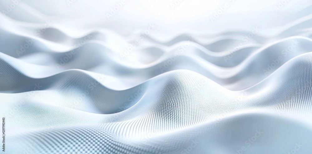 Poster a serene and abstract representation of soft, flowing fabrics with gentle waves in calming shades of