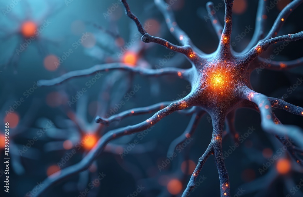 Poster abstract background with neuron cells showing neural connections, brain activity. scientific concept