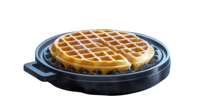 Freshly Made Waffle: A golden, perfectly cooked waffle sits in a waffle iron, its intricate grid pattern a testament to the delight that awaits.