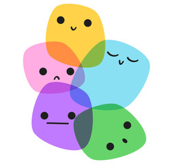 Set of emoji stickers shape emotions of mental health illustration