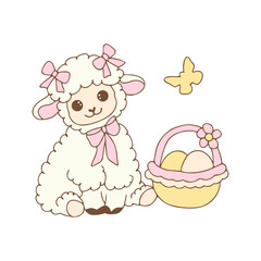 Retro_easter_cute_lamb_illustration_cartoon_hand_drawn