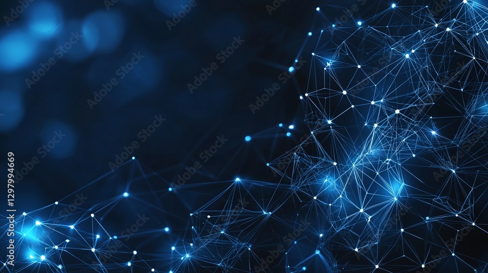 Poster a stunning abstract representation of interconnected nodes and lines, symbolizing the digital networ