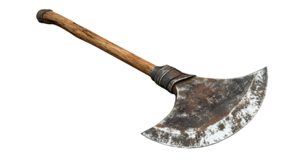 Battle Axe: An antique battle axe with a rustic, aged appearance.