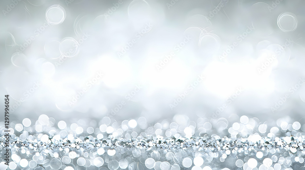 Poster abstract silver glitter bokeh background with sparkling lights festive design and blur effect