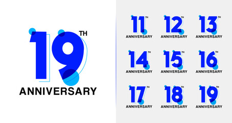 Set of anniversary logo design. Number symbol with line and round shape concept.
