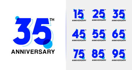 Set of anniversary logo design. Number symbol with line and round shape concept