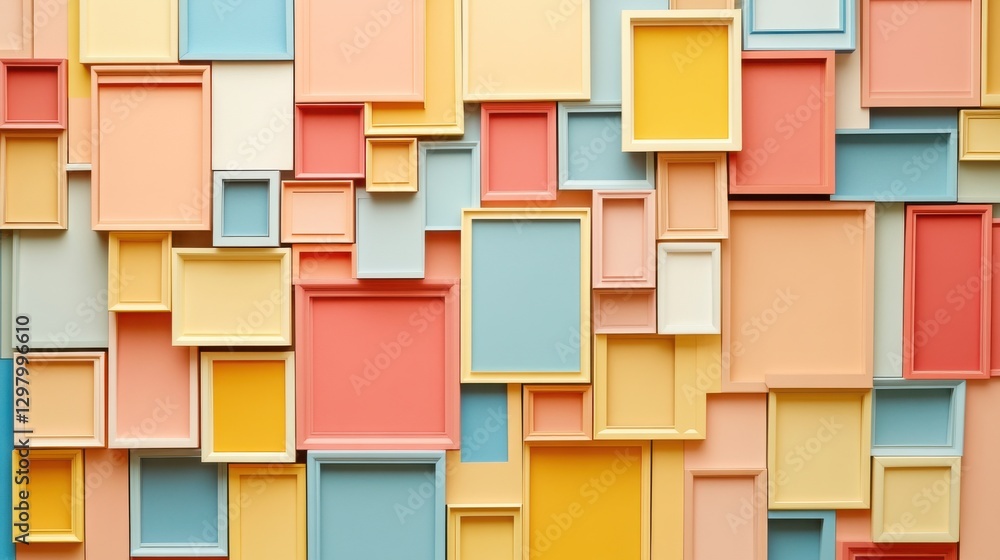 Poster colorful frames neatly arranged on minimalistic background