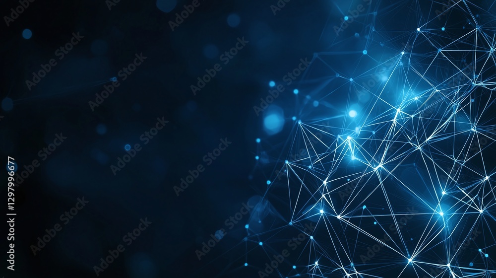 Poster a vibrant abstract representation of interconnected networks, showcasing glowing nodes and lines ove