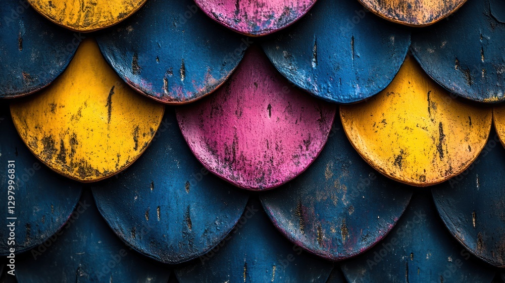 Aufkleber colorful overlapping scale pattern texture.