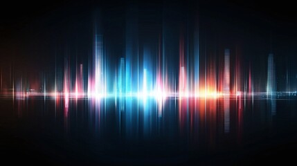 A vibrant and colorful sound wave illustration showcasing a blend of blue, red, and purple hues on a dark backdrop, perfect for music and technology themes.