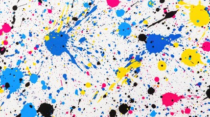 Colorful Splashes Forming Patterns on Glossy Paper
