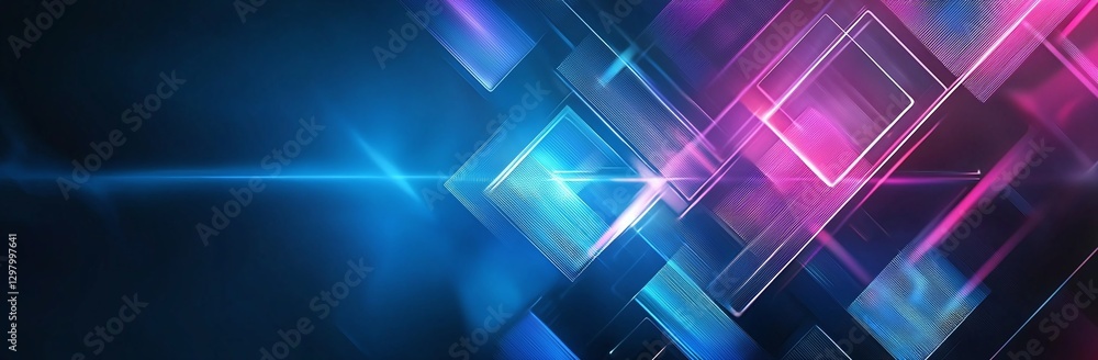 Poster a vibrant digital abstract background featuring geometric shapes and luminous colors, ideal for mode