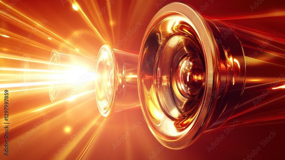 Aufkleber 3d speakers radiating vibrant light waves in a dynamic sound environment during an immersive audio e
