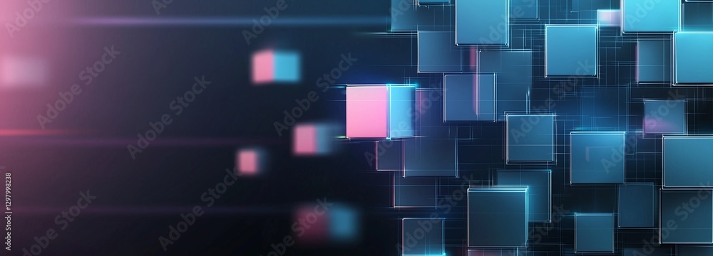 Poster a vibrant display of abstract 3d cubes in various colors, creating a sense of depth and movement
