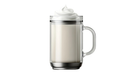 Creamy Delight: A refreshing beverage with a generous swirl of whipped cream in a clear mug, offering a visual treat that evokes refreshment and indulgence.