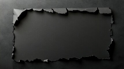 Torn rectangle black paper for using as text box