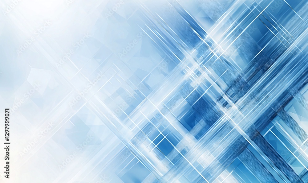 Poster abstract blue background featuring soft lines and dynamic geometric shapes, creating a modern and ar