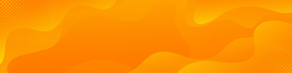 Abstract orange gradient banner background with fluid wave shapes. Modern dynamic headers. Template banner background for sales, business ads, web, headers, and others