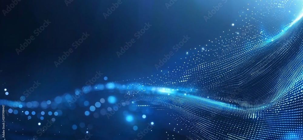 Poster abstract design with wave patterns in vibrant blue tones. this digital artwork represents innovation
