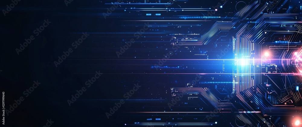 Poster abstract digital background featuring glowing lines and circuits. perfect for technology-related the