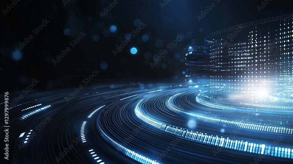 Poster abstract digital background with glowing lines and particles creating a futuristic atmosphere. perfe