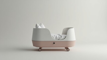 Smart Bassinet. Modern baby bassinet white pink soft bedding newborn s