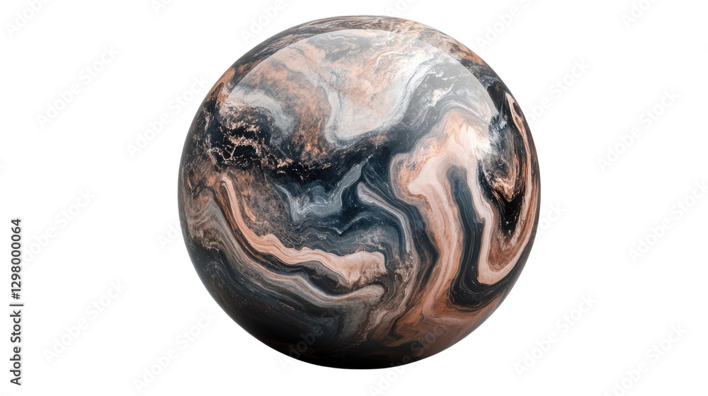 Aufkleber celestial orb: a captivating sphere of swirling, abstract textures, resembling a miniature planet wi
