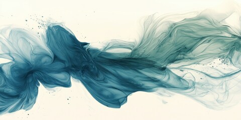 Abstract Teal And Blue Fluid Paint Swirls On A White Background Modern Minimalist Artistic Serene Artwork For Home Decor And Interior Design Works