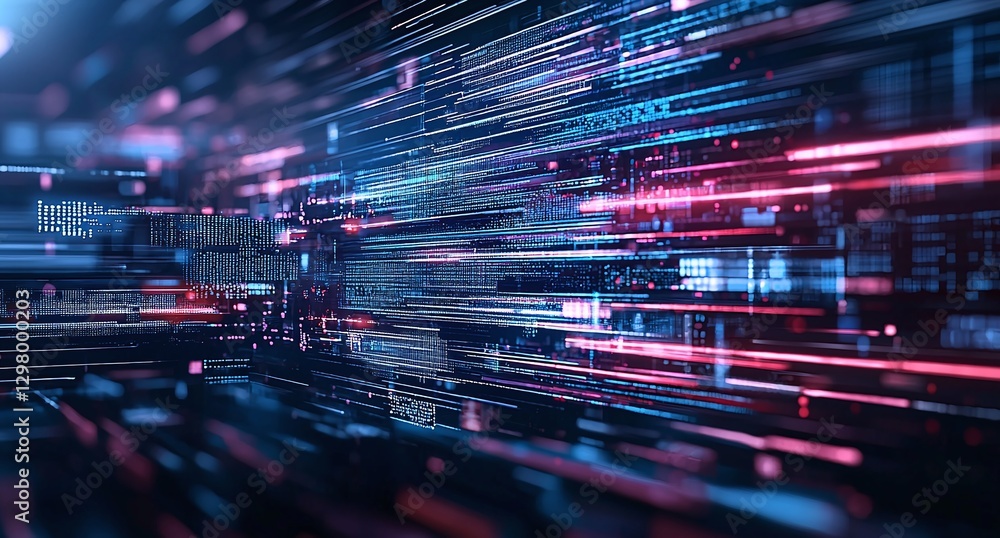 Aufkleber abstract digital technology background showcasing vibrant data streams and flowing lines, representi