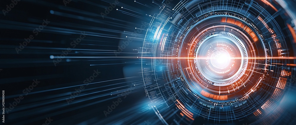 Poster abstract futuristic digital background with glowing elements and lines, representing technology, inn