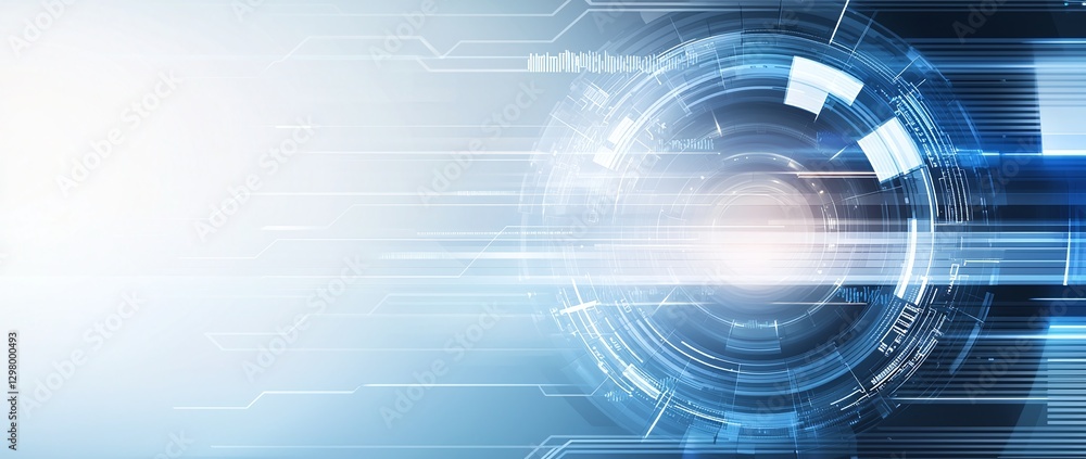 Poster abstract futuristic technology illustration with blue tones. this digital background showcases high-