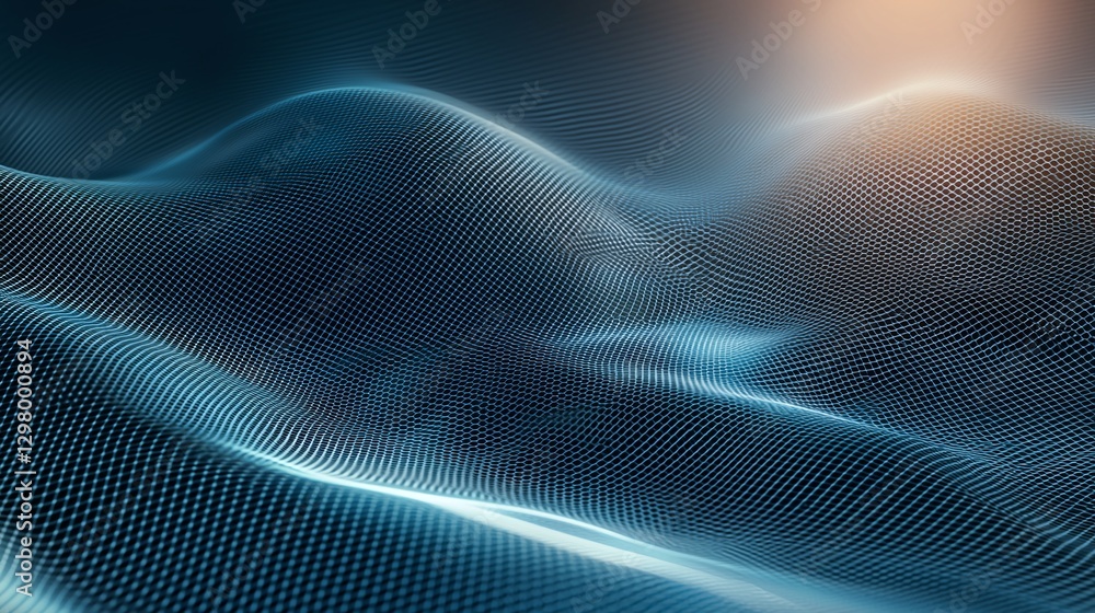 Poster abstract representation of futuristic wave patterns with glowing elements