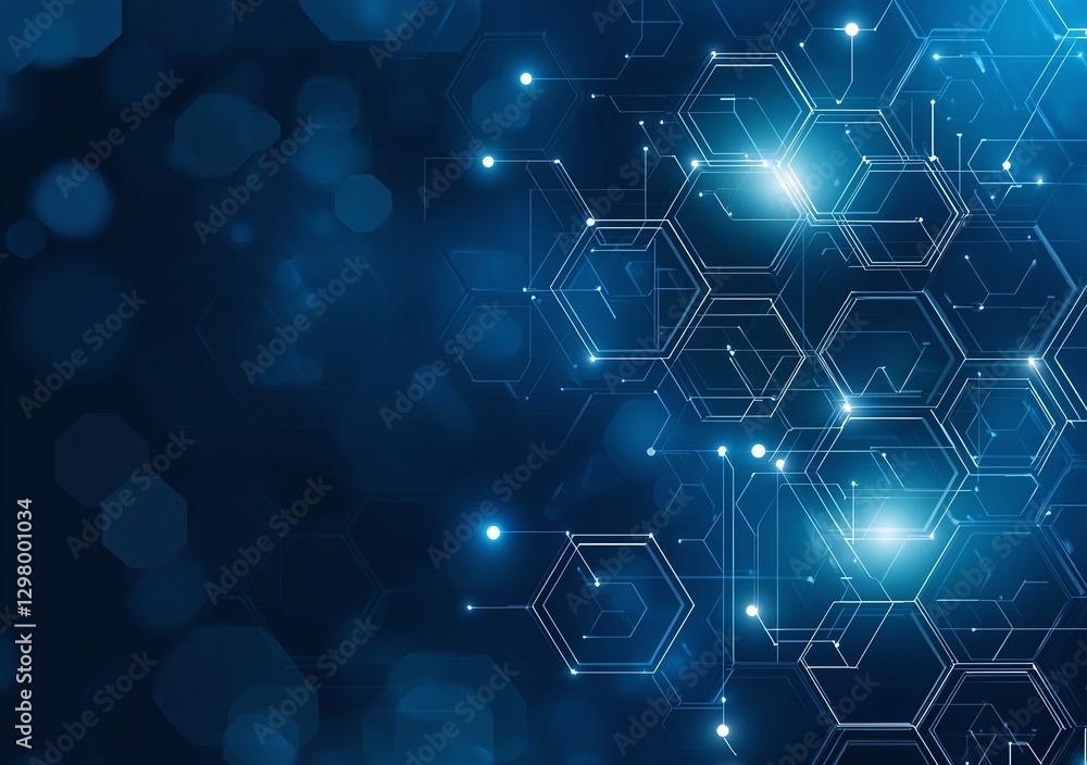 Aufkleber abstract technological background featuring glowing hexagons and blue lights, ideal for use in digit