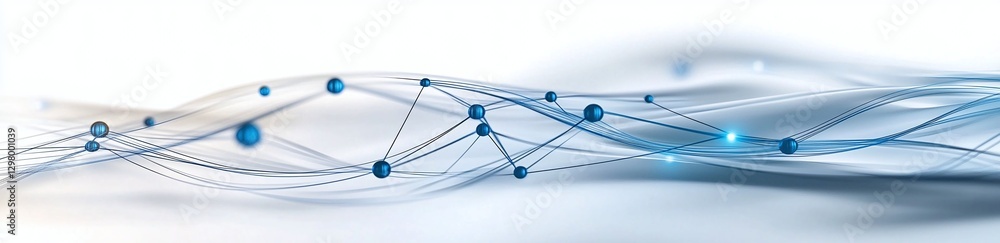 Poster abstract representation of technology featuring flowing lines and dots, symbolizing network connecti