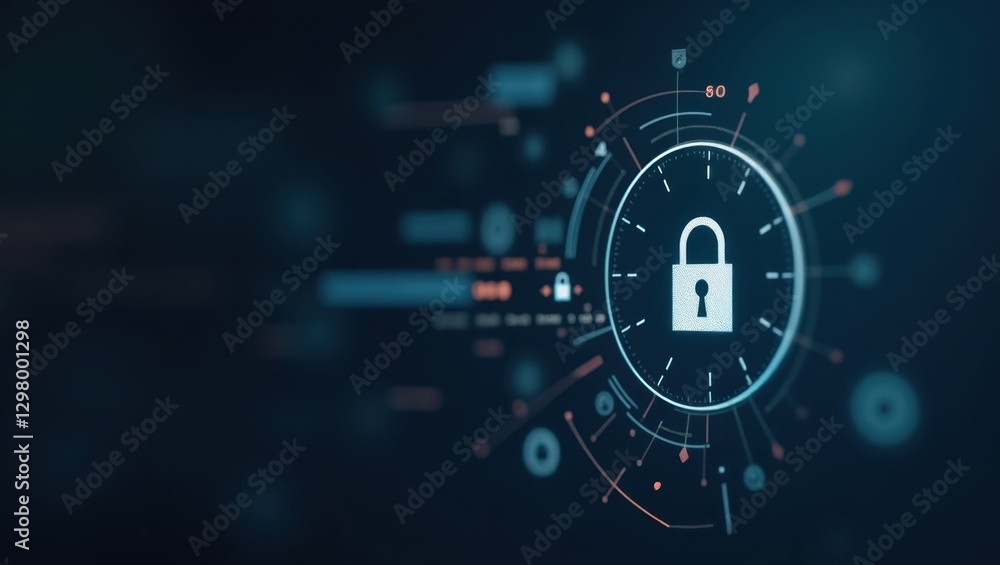 Aufkleber time-based one-time password. image shows lock on digital screen with lot of information
