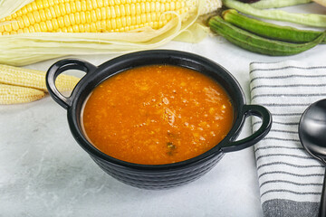 Vegan cuisine - hot tomato soup