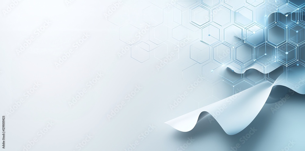 Aufkleber abstract technology background with a sleek, modern design featuring a wave of smooth paper and hexa