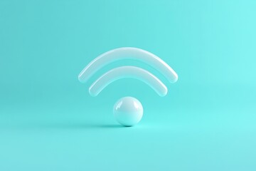 Fototapeta premium Light blue WiFi Wireless Symbol. 3D Render Illustration