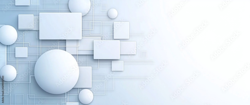 Poster an abstract composition featuring various geometric shapes, including circles and rectangles, set ag