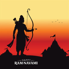 Happy Ram Navami festival of India. Lord Rama birth day celebration vector illustration design. Eps10