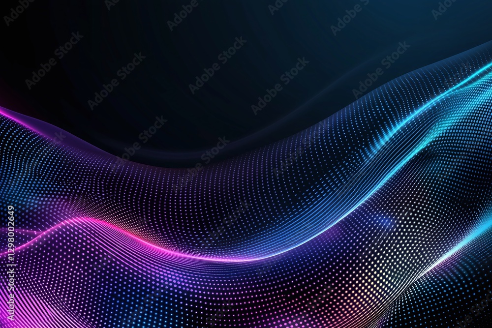 Poster an abstract image featuring colorful waves of light creating a mesmerizing digital landscape